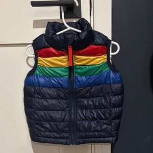 Colorful Striped Puffer Vest